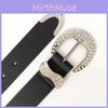 Classic Water Diamond Embellished Faux Leather Belt For Women With Adjustable Pin Buckle
