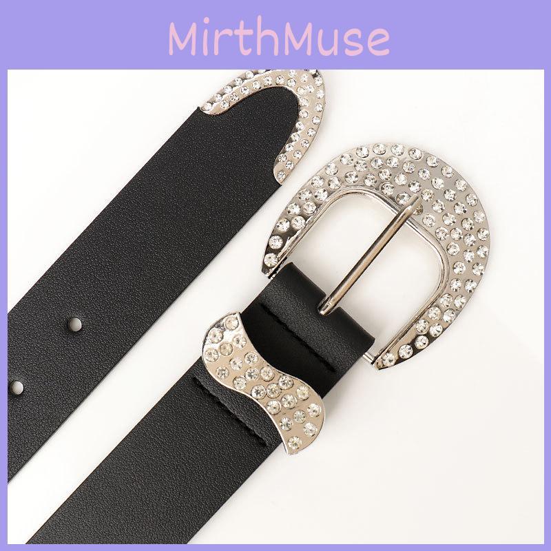 Classic Water Diamond Embellished Faux Leather Belt For Women With Adjustable Pin Buckle