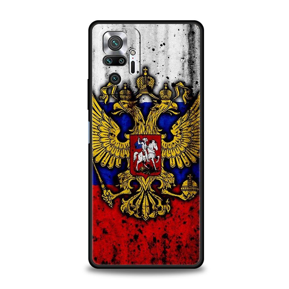 Silicone Phone Case For Xiaomi Redmi Note 12 10 11 9 8 Pro Plus 9S 7 8T 9T 9A 8A 9C K40 Gaming Cover Russia Russian Flags Emblem