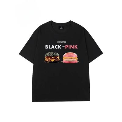 Summer Fashion Heavyweight Retro Men's Burger 100% Cotton Printed Round Neck High Quality Casual Fitness Street T-shirt