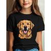 European sizes Cute Golden Retriever Puppy Face Print Short Sleeve T Shirt for Girls Casual Summer Street Style Kids Apparel Girls Daily Wear
