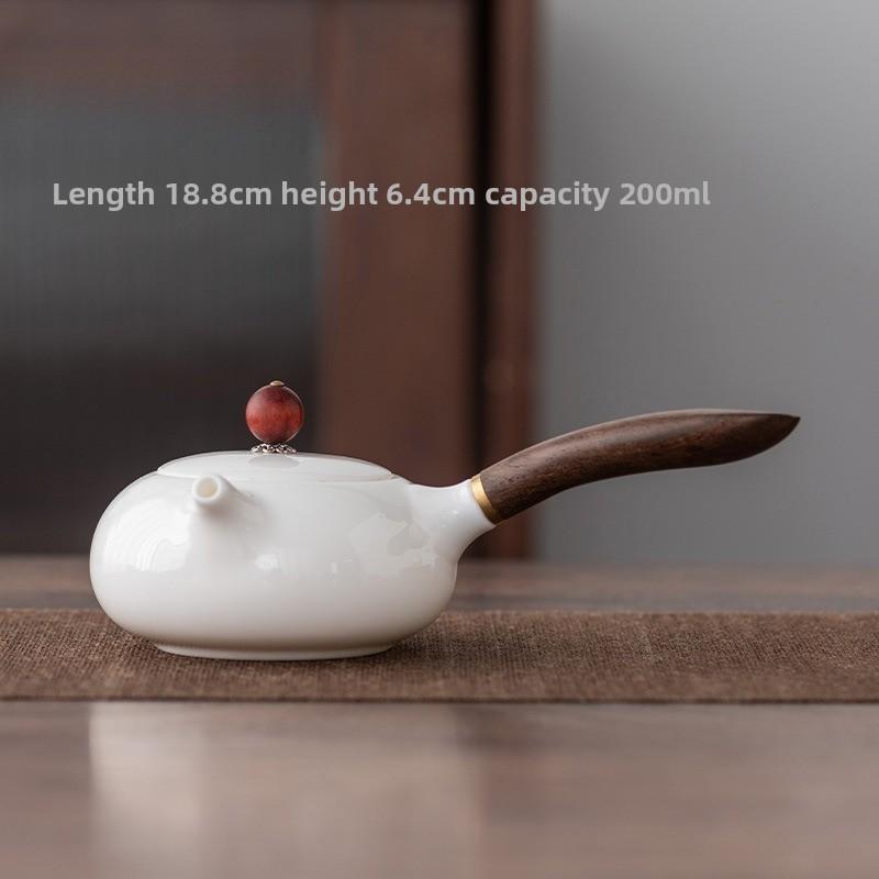 White Porcelain Teapot Handmade Ceramic Kungfu Tea Set with Side Handle Xishi Style