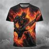 2025 New Men's Summer Round-neck T-shirt Outdoor Loose and Casual Short-sleeved Retro Men's Scary Ghost Face Print T-shirt