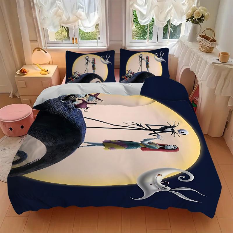 Nightmare Before Christmas Printed 3pcs Bedding Set Soft Microfiber 1 Duvet Cover And 2 Pillowcases Home Bedroom Decor Xmas Gift K1484