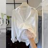 Cotton Brocade Wrinkled Fabric, Spring and Summer Lace Vest + Long-sleeved Shirt Women's Loose Two-piece Set Is Sweet and Fresh.