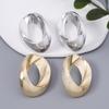 Geometric Circular Hollowed-out Elliptical Metal-textured Earrings for Both Men and Women, with a Cold and Simple Style for Couples