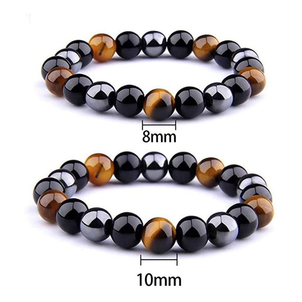 Tiger Eye Triple Bracelet Triple Power Protection Bracelet Hematite Obsidian and Tiger S Eye Triple Protection Bracelets