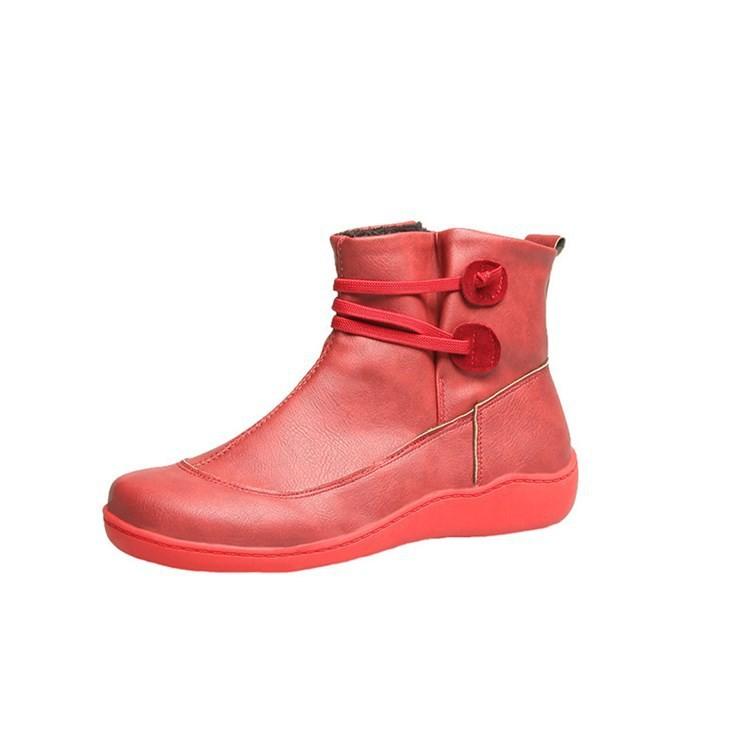 

European and American foreign trade large size new flat-bottomed Martin boots British retro short boots women s slope and casual women s boots 35 красный