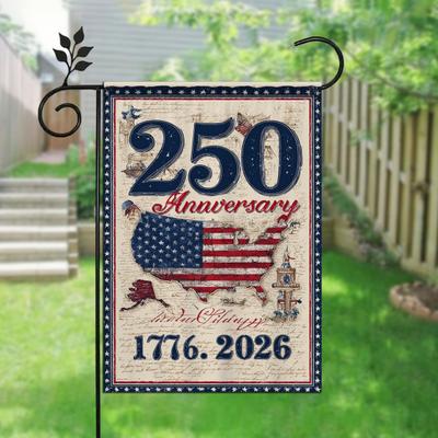 250th Anniversary America Garden Flag 250 Years of Freedom Patriotic Banner 4th of July Yard Sign for Independence Day Memorial Day Gift