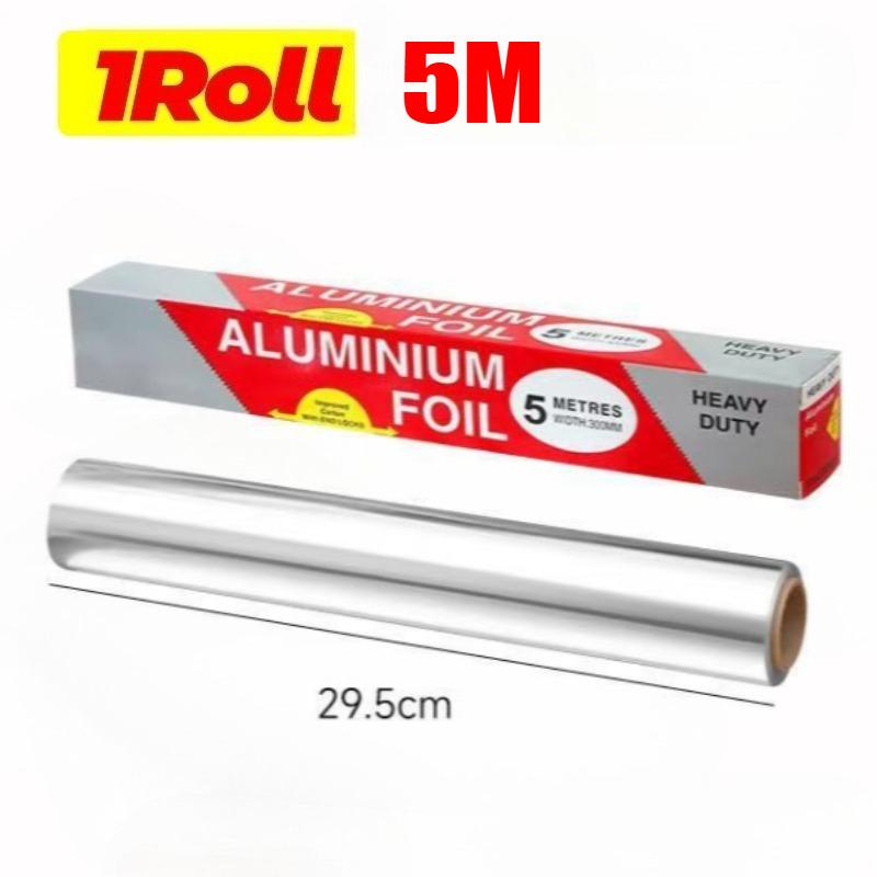 5M 10M Disposable Tin Foil Roll Oil Resistant Non Stick Paper Roll Aluminum Tin Baking Foil Roll Barbecue Food Grade Oven Grease Paper 5M/ROLL