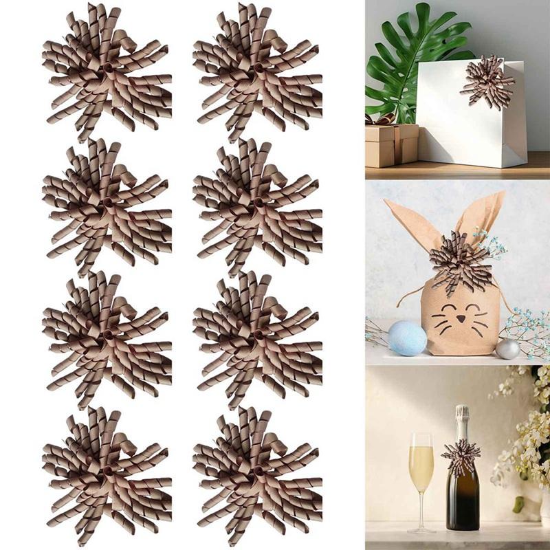 

8pcs Self-adhesive Bow Roll Flower Gift Box Packaging Ribbon Holiday Decoration