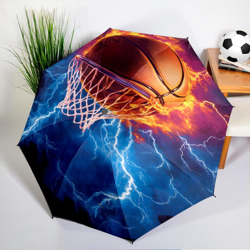 Basketball Crown Fire Sport Umbrella Folding Umbrella, Automatic Umbrella 8-Frame for Travel, Camping Use Gift for Halloween Christmas
