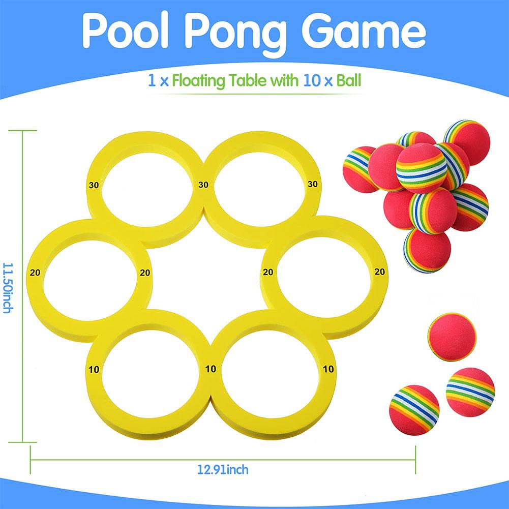 Swim Pool Toys Games Set with 10 Balls EVA Throwing Circle Water Sports Toys Floating Pool Water Toys for Kids Adults Water Game