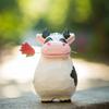 Wooden Cow Carved Figurine Handcrafted Natural Decor For Office Desk And Gift Giving