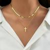 Double Layered Cross Necklaces for Women Men,18K Gold Plated Chain Necklace,Dainty Waterproof Jewelry for Easter,Baptism Gifts