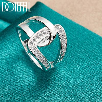 925 Sterling Silver AAA Zircon Ring Fashion Wedding Jewelry