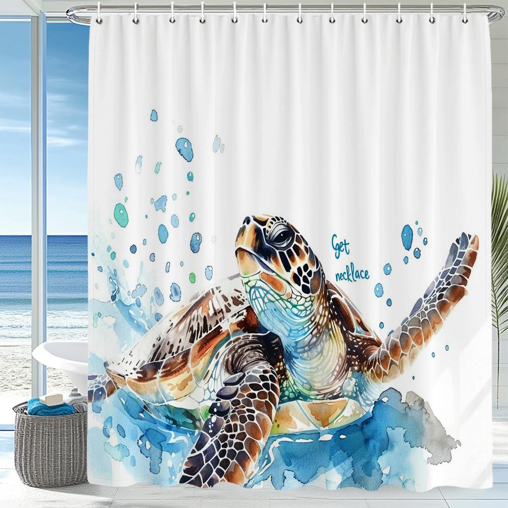 

Blue Sea Turtle Printing Shower Curtain, Bathroom Decorative Shower Curtain, Waterproof Shower Curtain with Hooks 90x180cm-35x70in