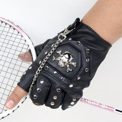 Schädel Halbfinger Lederhandschuhe