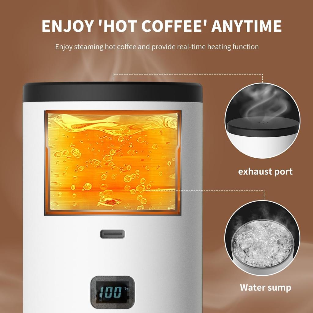 3 in 1 Portable Coffee Maker for Travel,Mini Espresso Machine On the Go,Self-Heating Compatible with Ground Coffee for Car,Hiking,Camping,Office