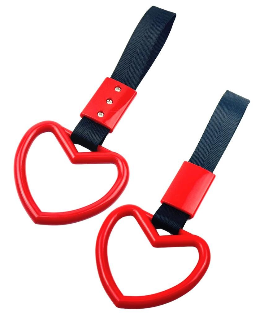 HTharros Car Hanging Leather Heart Shape Interior Accessories Heart Red Car Handrail Decoration Dress