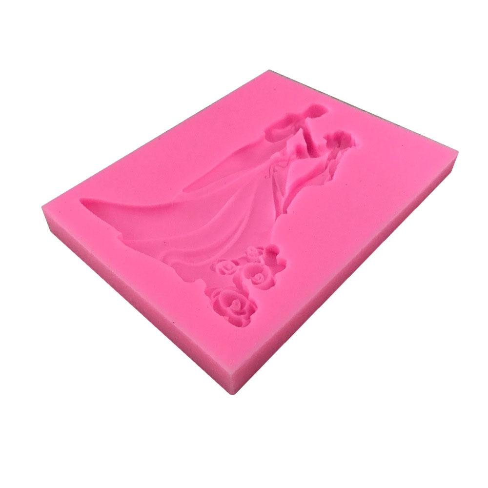Fashion Sugar Craft Wedding Bride Groom Shaped Valentines's Day Chocolate Mould Silicone Cake Mold