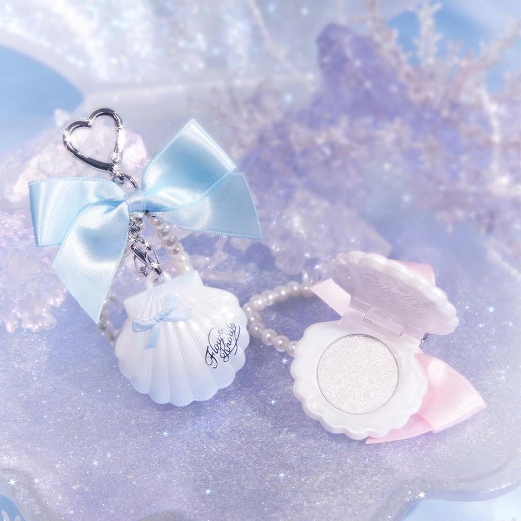 Flower Knows Shell's Jewel Highlighter Balm,Cute Pink Bag Charms Keychain,Glitter Highlighter Makeup,Gift for Women,Girls,0.11 oz(Moonlight Stone)