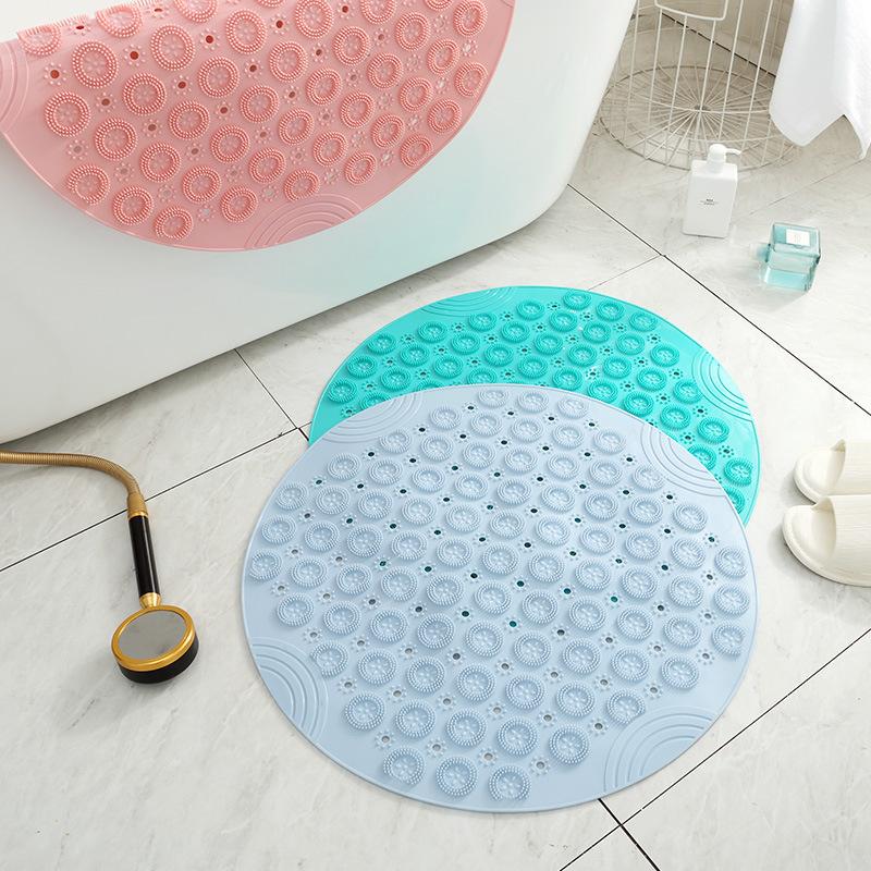 Round Bathroom Anti-slip Mat Shower Room Massage Mat Household Mat Bathroom Bath Silicone Foot Mat Bath Mat