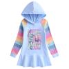 Kpop Demon Hunter Rainbow Dress - Girls' Long Sleeve Hooded Pleated Princess Dress for Spring & Autumn