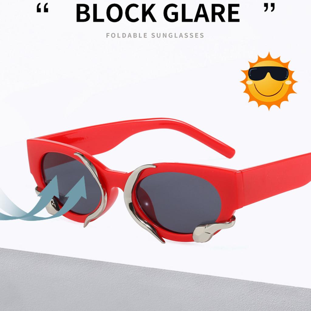 Metal Hinge Year of The Snake Limited Sunglasses Retro Spice Bar Technology Sense Concave Shape Sunglasses Tide Girl Glasses.