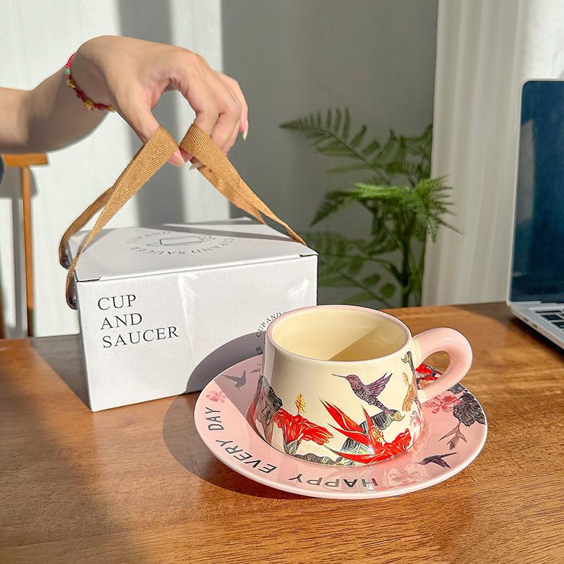 Office Ceramic Coffee Cup and Saucer Set Premium Sense Souvenir Afternoon Tea Household Water Cup Mug