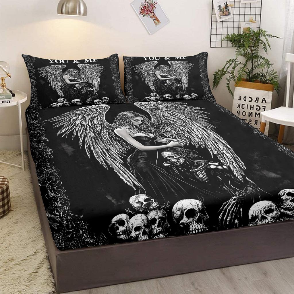 Angel And Demon Three-Piece Bedding Set, With Two Pillowcases, Suitable For Living Room And Bedroom (Culture, Belief)
