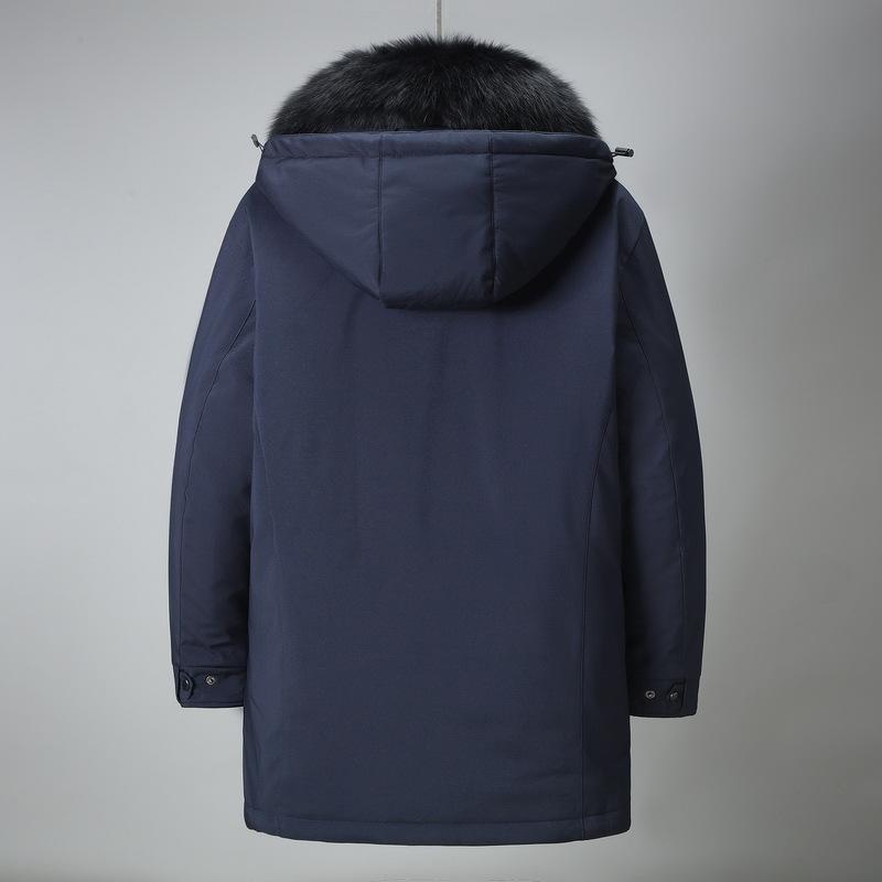 Down Jacket Men's Winter Men's Mid-length Dad Wear Casual Hooded Thickened Warm and Cold-proof Clothing Versatile Jacket Trendy