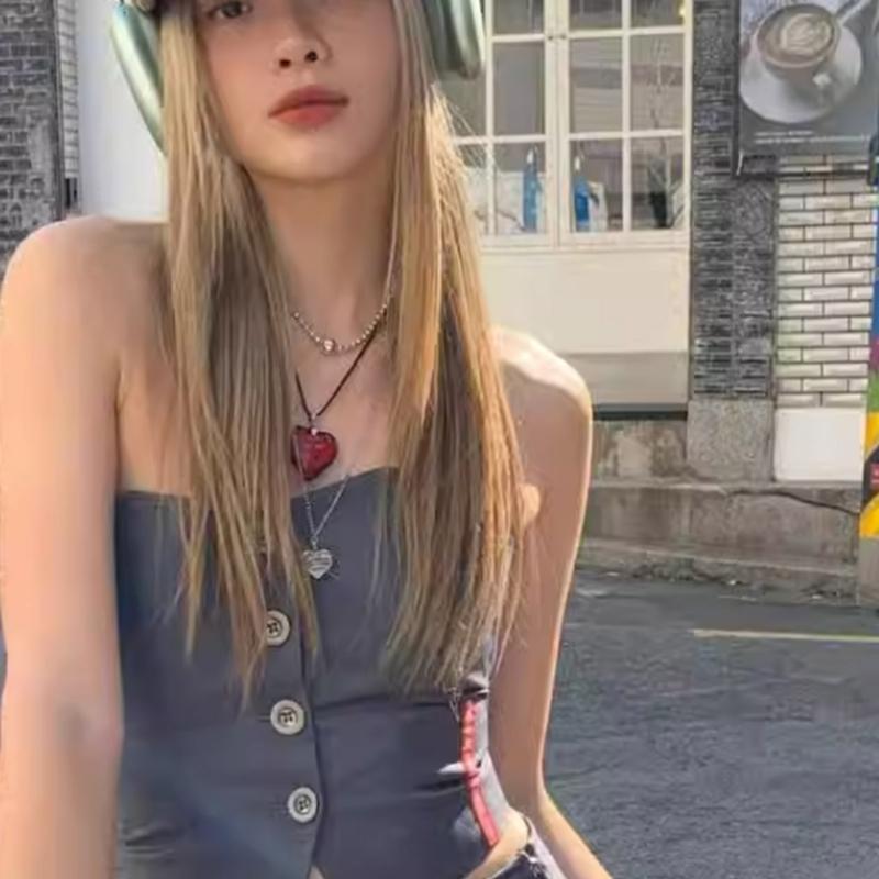 Fashion Trend Niche Sense Loves Pendant Collarbone Chain Temperament Simple Cold Wind Adjustable Black Rope Necklace