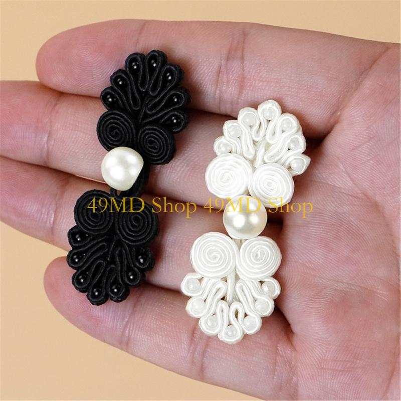 49MD Hand Sewing Fasteners Cheongsam Knot Pearls Closure Button Clothing Decoration Traditional Hand Costume Accessory 10PCS