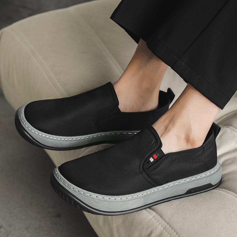 Fashion PARZIVAL Men Canvas Shoes Breathable Ice Silk Men's Loafers Solid Black Grey Green Mens Shoes Slip-on Driving Shoes Moccasins