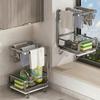 Multifunctional Wall-mounted Dishcloth Rack Countertop Space Saving Sink Drain Rack 2 Layers Organize Shelf Sink Area