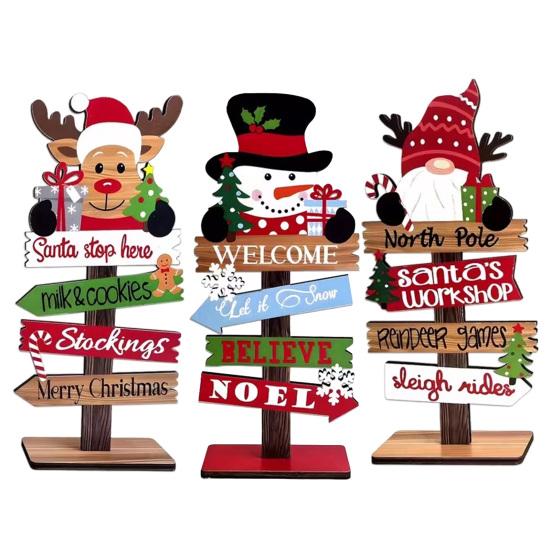 Wooden Holiday Signs for Home Christmas Table Decoration, Rustic Tabletop Sign, Vintage Farmhouse Decorative Tiered Tray Decor Desktop Plaque