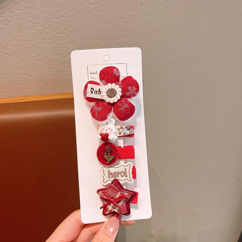 Red Plush Animal Hair Clip Set for Girls – Cute and Girly Accessories