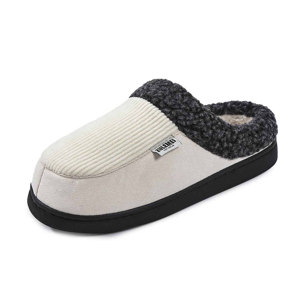 Fashion Winter Warm Men Fur Slippers House Non Slip Soft Shoes Comfort Flat Heel Home Indoor Bedroom Plush Slippers for Couples