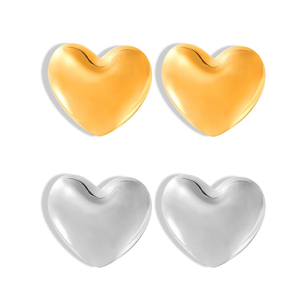 Elegant Heart Stud Earrings: 18k Gold-Plated Titanium Steel, Fashion-Forward Design for Women