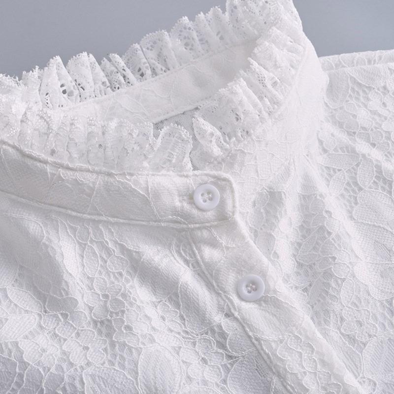 Women Sweet Ruffled Floral Lace Half Shirt Fake Collar and Wrist Cuffs False Sleeves Set Vintage Costume Accessories