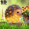 2D Flat Luminous Hedgehog Garden Decoration Ground Plug, Outdoor Courtyard Garden Lawn Decoration Ornament, Garden and Flower Bed Decoration Pile