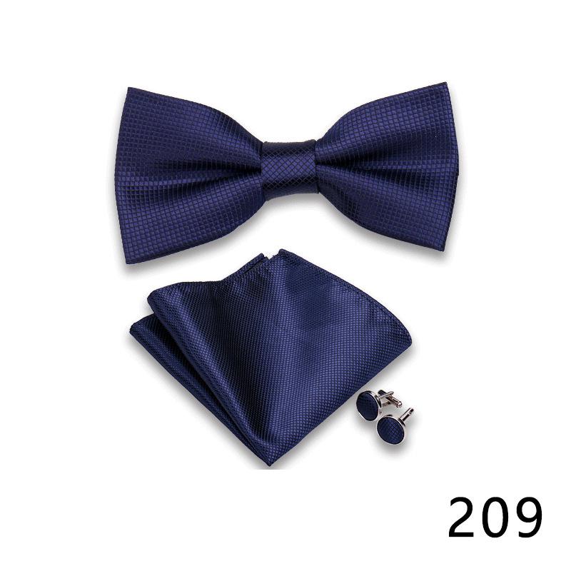 Men's Formal Bow Tie and Pocket Square Set for Banquets and Weddings, with Lapel Flower.