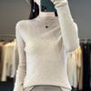 Women's Warm Embroidered High Neck Knit Wool Sweater - Semi-Thin Pullover for Autumn/Winter