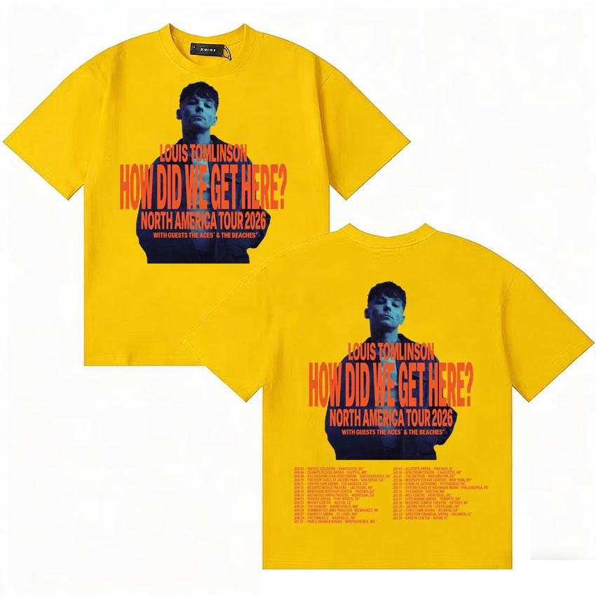 Singer Louis Tomlinson Tour How Did I Get Here Aesthetic Harajuku Hot Sale T Shirts Unisexs Loose Short Sleeve TShirts Streetwear