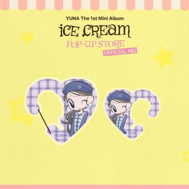 Предзаказ itzy ЮНА Первый мини-альбом ICE CREAM Иллюстрированный карабин из POP-UP магазина