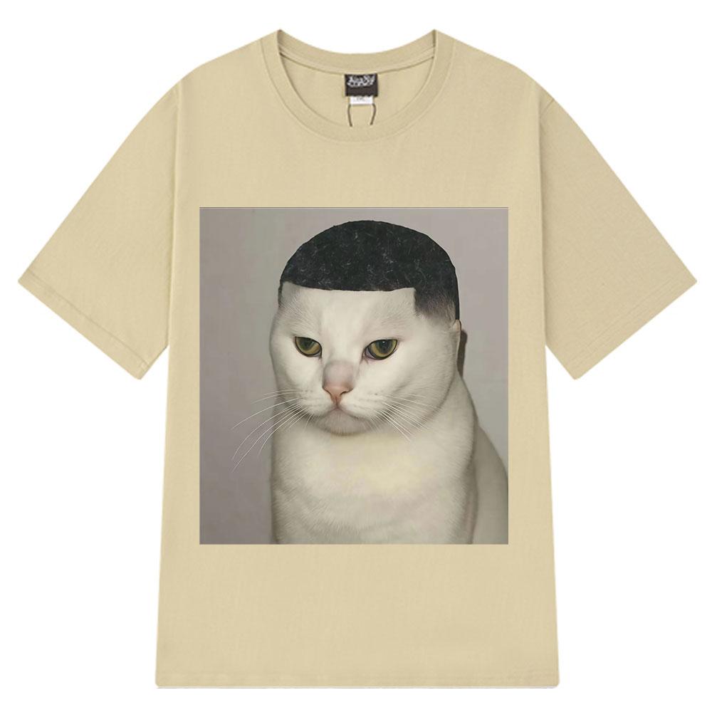 Funny Haircut Cat Meme T-Shirt  Women Harajuku T-Shirts Summer Short-sleeved Casual Trend Oversized T-shirts