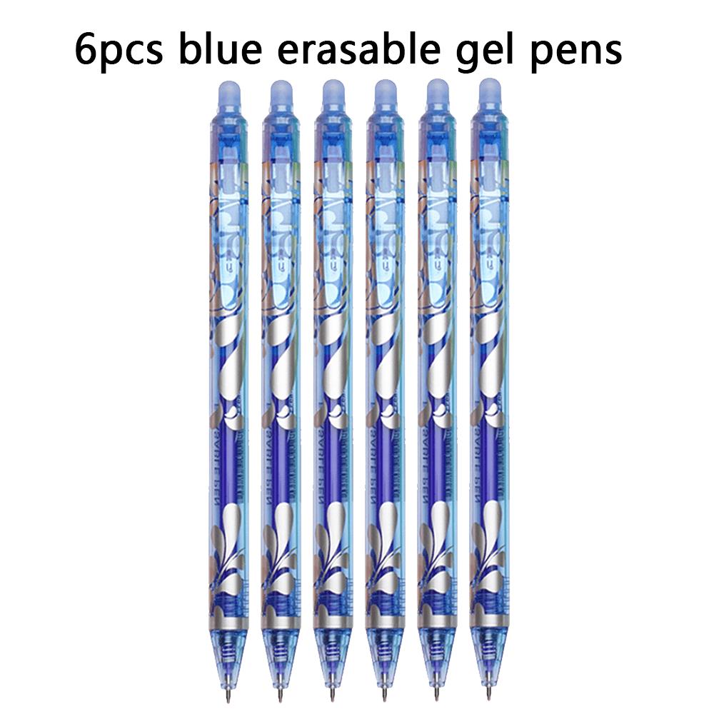 Set of Retractable Gel Pens with a 0.5Mm Tip, Perfect for Correcting Mistakes with Washable Barrels. Including 6 Erasable Pens