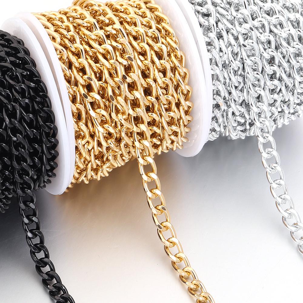 5Yards/Roll Aluminum Chains Metal O-Shaped Twist Link Chains For Jewelry Making DIY Necklace Bracelet Clothing Bag Accessories