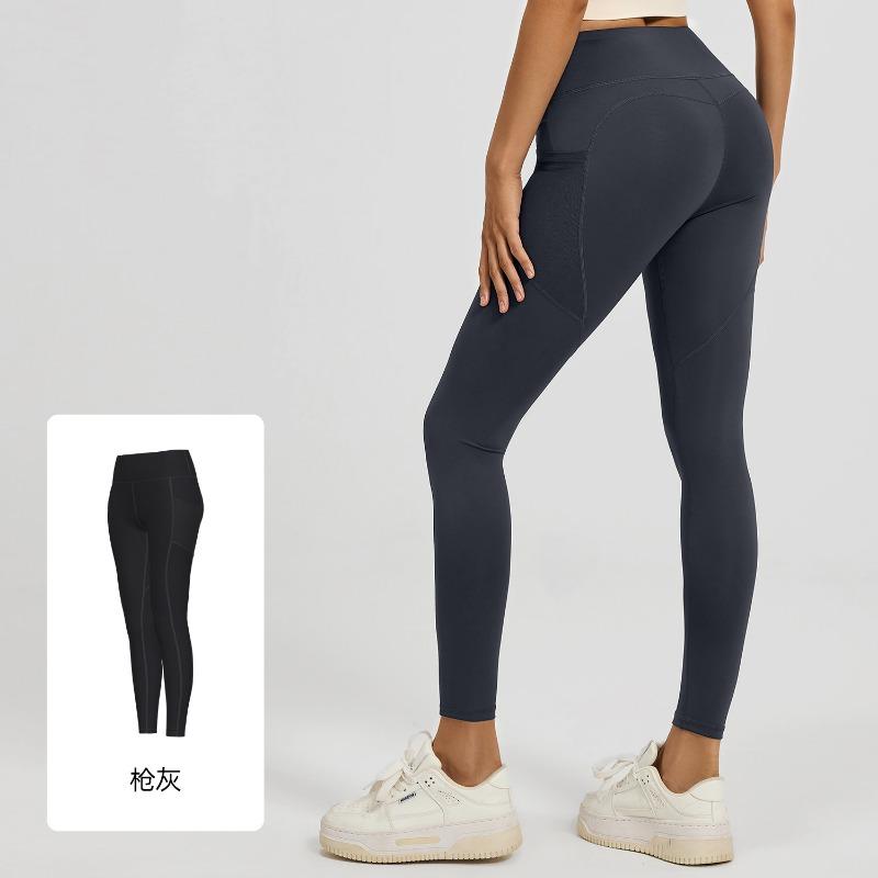 Mesh Side Pocket Sports Fitness Pants Running Elastic High Waist Hip Lift Yoga Pants Women's Thin